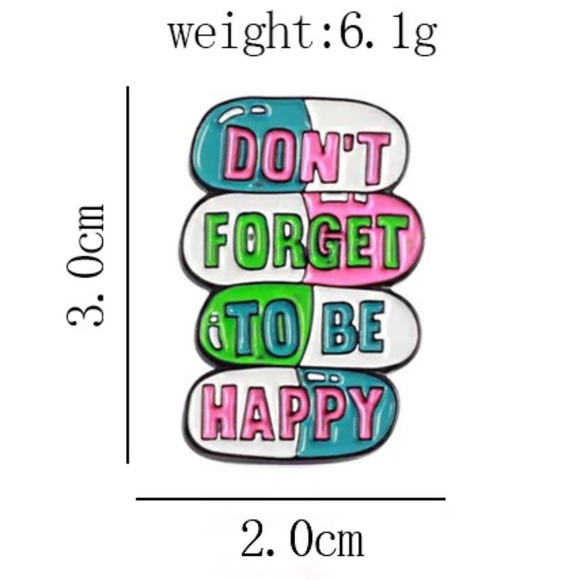 Be Happy Pills Enamel Pin Cute Pharmacy Doctor Nurse Badge Mental Health Brooch - Picture 2 of 7